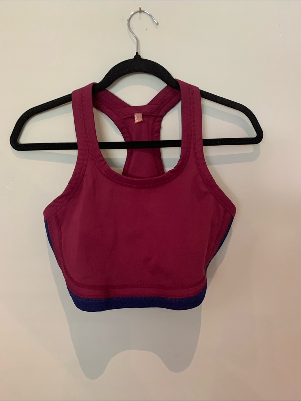 Free People Racerback Sports Bra in Berry with Navy Trim